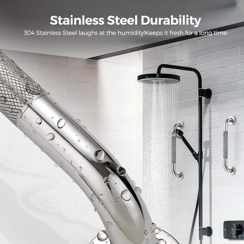 JOY DECOR 18 Inch Grab Bars for Shower, Stainless Steel Safety Handicap Grab Bars for Bathroom, Anti-Slip Shower Handle, Wall Mounted (2 Pack, Polished Nickel) - Image 4